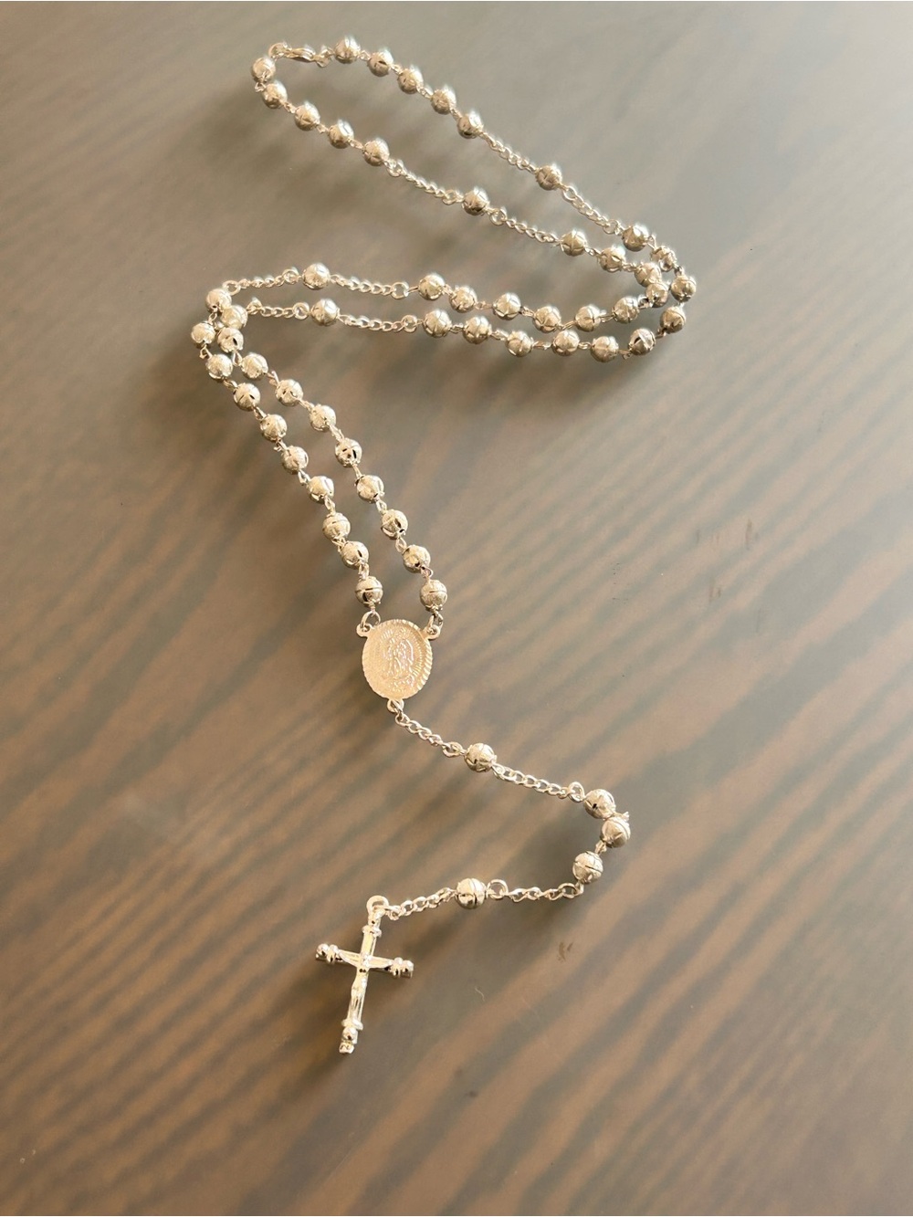 Sterling Silver Rosary Necklace with Crucifix